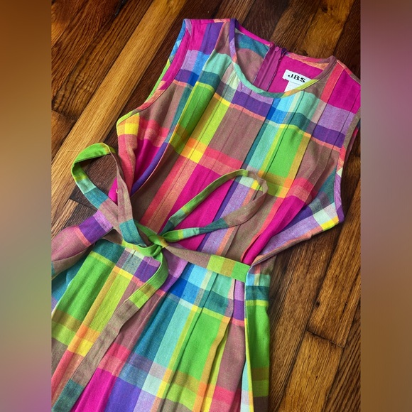 Vintage 90s J.B.S plaid midi dress - Picture 3 of 4
